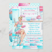 Invitation Retro Baking Cook de la compétition Anniversaire (Devant / Derrière)