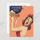 Invitation Rétro ballon gallon d'invitations de fête de style (Devant / Derrière)