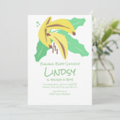 Invitation Retro Banana Jaune Baby shower Kraft (Debout devant)