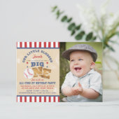 Invitation Retro Baseball 1er Anniversaire Étoiles et rayures (Debout devant)