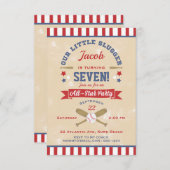 Invitation Retro Baseball Anniversaire Étoiles & rayures (Devant / Derrière)