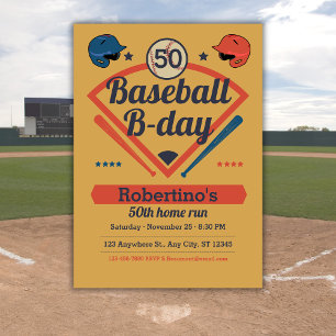 Invitation Retro Baseball Anniversaire Homme 50e Anniversaire
