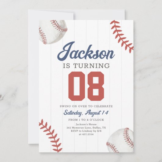 Invitation Retro Baseball Birthday (Devant)