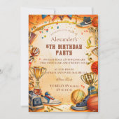 Invitation Retro Basketball Trophy Birthday (Devant)