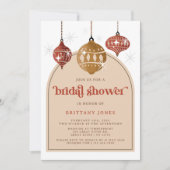 Invitation Retro Bauble Ornement de Noël Fête des mariées rou (Devant)