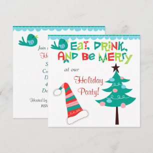 Invitation Retro Be Merry Typographie Fête de Vacances