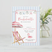 Invitation Retro Beach Bachelorette weekend Itinéraire (Debout devant)