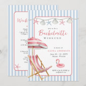 Invitation Retro Beach Bachelorette weekend Itinéraire (Devant / Derrière)