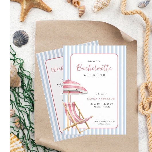 Invitation Retro Beach Bachelorette weekend Itinéraire