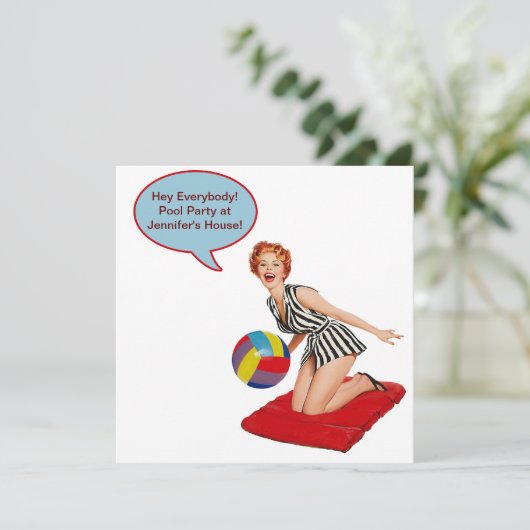 Invitation Retro Beach Ball Pool (Debout devant)