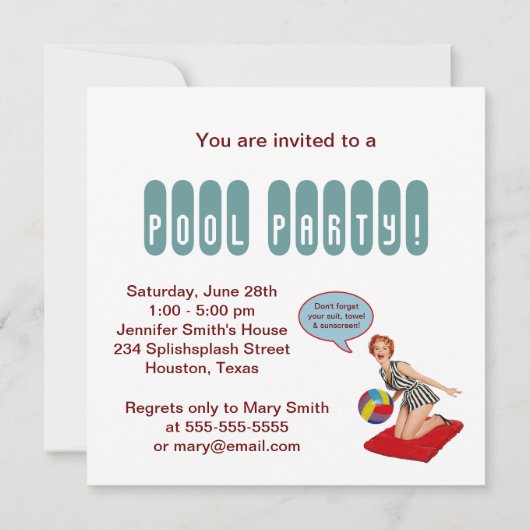 Invitation Retro Beach Ball Pool (Dos)