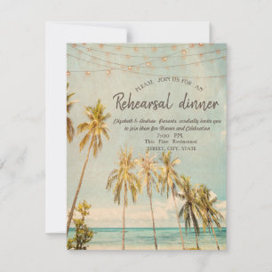 Invitation Retro Beach Palms Dîner de répétition