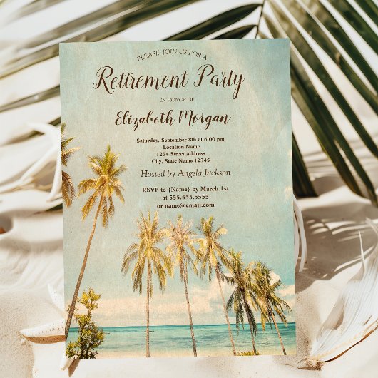 Invitation Retro Beach Palms Parti de retraite
