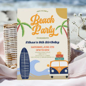 Invitation Retro Beach Party Surf Board Anniversaire