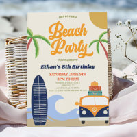 Retro Beach Party Surf Board Anniversaire
