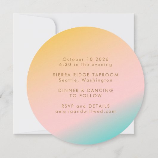 Invitation Retro Beach Pastels Gradient Mariage de forme uniq (Dos)