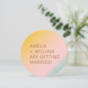 Invitation Retro Beach Pastels Gradient Mariage de forme uniq