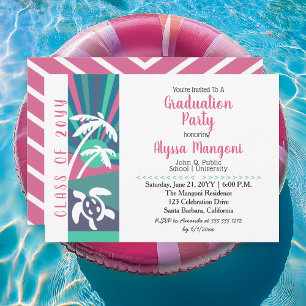 Invitation Retro Beach Sunset Graduation Party