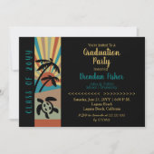 Invitation Retro Beach Sunset Scene Party de graduation (Devant)