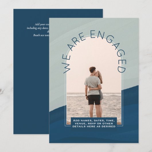 Invitation RETRO Beach Vibe Mariage Papier photo (Devant / Derrière)