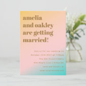 Invitation Retro Beach Vibes Pastels Gradient Mariage unique (Debout devant)