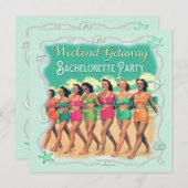 Invitation Retro Beach Week-end Getaway Bachelorette Party (Devant / Derrière)