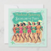 Invitation Retro Beach Week-end Getaway Bachelorette Party (Devant)