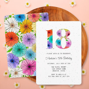 Invitation Retro Bege Rustic Floral 18e fête d'anniversaire