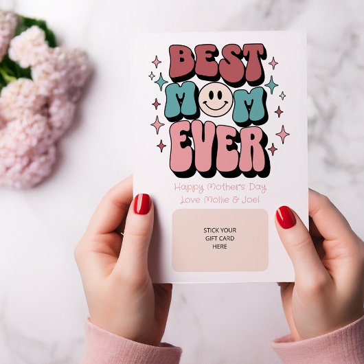 Invitation Retro Best Mom Ever Gift Card Holder