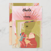 Invitation Retro birthday (Devant / Derrière)