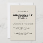Invitation Retro Black and White Elegant Engagement Party (Devant)