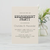 Invitation Retro Black and White Elegant Engagement Party (Debout devant)