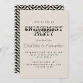 Invitation Retro Black and White Elegant Engagement Party (Devant / Derrière)