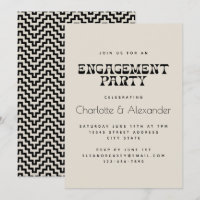 Retro Black and White Elegant Engagement Party