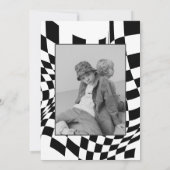 Invitation Retro Black & White À damiers Motif 2e anniversair (Dos)