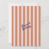 Invitation Retro bleu orange « Brunch & Bubbly » Réception de (Dos)