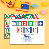 Invitation Retro Block Letters The Big One First Birthday