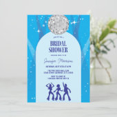 Invitation Retro Blue 70s Disco Dancing Queen Bridal Shower (Debout devant)