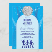 Invitation Retro Blue 70s Disco Dancing Queen Bridal Shower (Devant / Derrière)