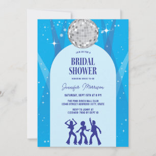 Invitation Retro Blue 70s Disco Dancing Queen Enterrement de