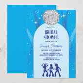 Invitation Retro Blue 70s Disco Dancing Queen Enterrement de  (Devant / Derrière)