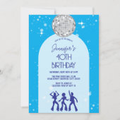Invitation Retro Blue Anniversaire Soirée Disco 70s 80s (Devant)