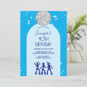 Invitation Retro Blue Anniversaire Soirée Disco 70s 80s (Debout devant)