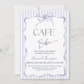 Invitation Retro Blue Bow Cafe Bebe Boy Coffee Baby Shower (Devant)