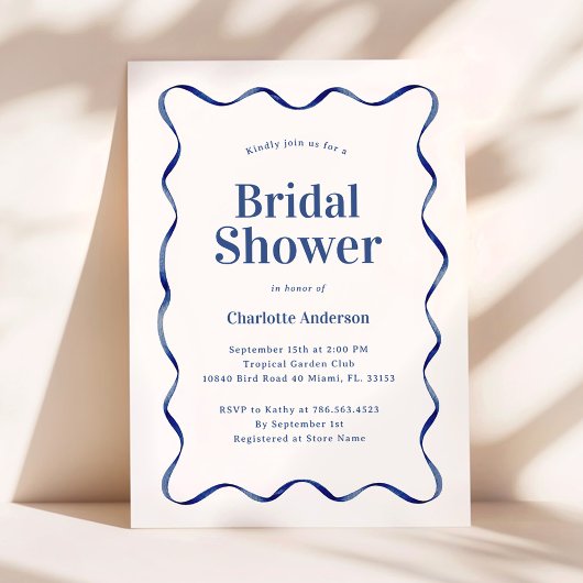 Invitation Retro Blue Bridal Shower