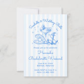 Invitation Retro Blue Coquillages & Cloches de Mariage Enterr (Devant)