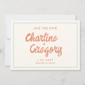 Invitation Rétro Blue Handwriting Wedding Enregistrer la date (Devant)