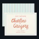 Invitation Rétro Blue Handwriting Wedding Enregistrer la date<br><div class="desc">Rétro rose et rouge écriture manuscrite mariage Enregistrer la date</div>