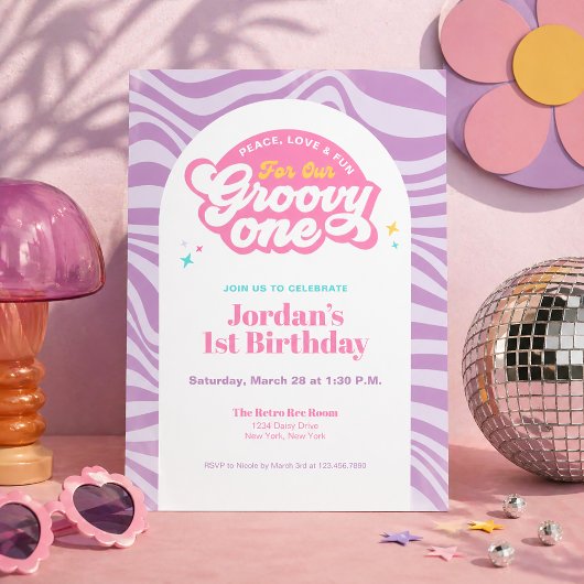 Invitation rétro bohème pour le premier anniversai