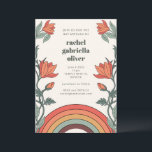 Invitation Retro Bohemian Rainbow Floral Bat mitzvah unique<br><div class="desc">Invitation de Bat mitzvah unique Retro Bohemian Rainbow Floral</div>
